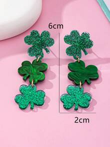 1对时尚亚克力四叶草耳环，日常佩戴吊坠耳环 - 四葉草 - 查看 7