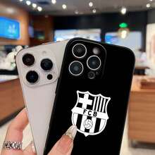 FCB Logo Inspired Phone Case Compatible With  12, 13, 14, 15 Pro,  14 Plus,  15, 16 Pro Max,  17,  17 Pro,  17 Pro Max, And  17 Air. Made Of TPU Material, Anti-Slip And Drop-Resistant, With Classic Straight Edges And A Slightly Frosted Feel. A Great Gift For Yourself, Family, Friends, Lovers, And Boyfriends. - 黑色LB11 - 查看 3