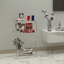 Acrylic Table, 2-Layer Transparent Edge Table, Suitable For Bedrooms, Living Rooms, Offices And Display Rooms - Modern Coffee Table And Bedside Table - Transparent - View 2