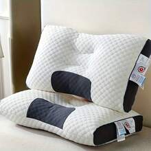 3D SPA Massage Pillow Partition To Help Sleep And Protect The Neck Pillow Knitted Cotton Pillow Bedding,2 Pillows Soft Woven Neck Massage Pillows For Couples - Featuring Adjustable Ergonomic, High-Quality Pillow Core, And A Removable Pillowcase For Enhanced Sleeping Comfort. King Bed Size - Deep Sleep Neck Support Pillow, Hypoallergenic Inserts, Down Altemative Pillow,Cervical Pillows For Bed, Mother Day Gift,Living Room & Bedroom Decor,Spring Home Refresh (1/2pcs Honeycomb Shape) - White - View 10