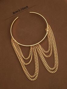 1pc Bohemian Vintage Tassel Decor Arm Cuff, Versatile Accessory - Gold - View 5
