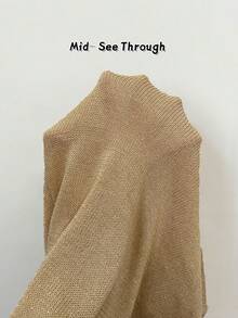 Women's Sexy Cute Casual Elegant Romantic Sparky Dress Mid See Through Knit Dress Beach Cover Up Party Club Maxi Dress Sleeveless Summer Vacation Outfits Clothes Apricot Spring - Apricot - View 3