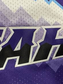 男士刺绣篮球服 32 紫色休闲无袖背心 V 领 T 恤 派对运动上衣 - 紫色 - 查看 3