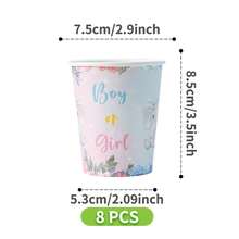 8 pezzi Set di piatti, tovaglioli e bicchieri usa e getta con elefanti e decorazioni floreali per gender reveal festa, adatto per 8 ospiti, stoviglie di carta monouso per compleanni, matrimoni, feste a tema, picnic in famiglia - Multicolore - Visualizzare 6