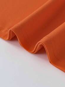 女士豹纹字母印花宽松短袖T恤 - 舒适休闲T恤，可机洗，日常必备，宽松版型，男女皆宜，适合上学、度假、购物、运动等各种场合 - 橘色 - 查看 6