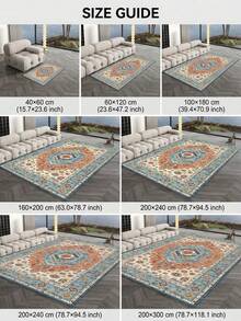 1pc Faux Wool Blend (1000g/㎡) Thick Non-Slip Dotted Bottom Bohemian Style Area Rug, Nordic Retro Boho Modern Holiday Carpet, Moroccan Machine Washable Patio Porch Picnic Outdoor Decor, Indoor Doormat, Non-Slip Short Pile Easy Maintenance - Multicolor - View 7