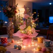 Super Holiday Easter Decorations, 15.75-Inch Artificial Easter Pink Egg Blossom Tree Tabletop Ornament, Perfect For Home Parties, Weddings, Holiday Celebrations, Spring & Summer Decor - Multicolor - View 2