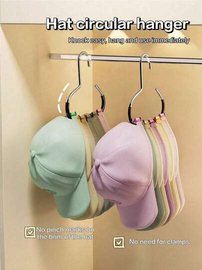 5 piezas Perchero de sombreros, Perchero de cinturones, Organizador de ganchos de armario, Soporte para gorras de dormitorio, Gancho colgante circular multifuncional para almacenamiento de sombreros en el dormitorio