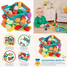 Battat Play Food For Toddlers With Farmers Market Basket And Chopping Board Toy Food For Kitchen And Pretend Play For 3+ Years 37 PiecesChildren's Joyful Games, Essential Toys For Children - Multicolor - View 1