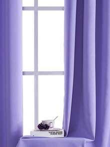 1片纯色涤纶窗帘，遮光窗帘，适用于客厅、卧室，紫色 - 紫色 - 查看 7