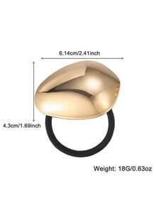 1pc Gold Metallic Hair Bands Hair Rope Alloy Fashion Hair Accessories Leather Straps Pony Tail Women And Girls - Gold - View 2