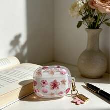 Floral Design Earphone Case, Transparent Refreshing Earphone Cover, Earphone Anti-Drop Shell, Suitable Compatible With Apple Bluetooth Earphone Protective Case - Clear - View 2