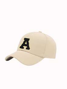 1pc Unisex A-Z Letter Pattern Baseball Cap, Casual Versatile Breathable Sun Protection Hat, Suitable For Daily Wear, Fashion Versatile, Can Be Used As Vacation Sun Hat/Christmas Gift - Beige - View 9