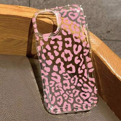 Custodia per telefono con stampa leopardata rosa alla moda, compatibile con iPhone 17 Pro Max 16 15 14 13 12 11 XS Max X XR 16E 16 Plus 17 Air 12 13 Mini, cover protettiva trasparente rinforzata anti-caduta