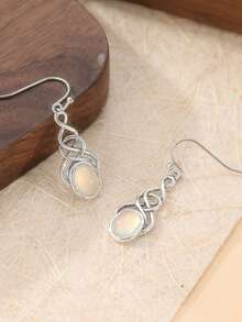 1 Paar bohemische minimalistische Wickel-Ohrringe, ovale Anhänger-Ohrringe, perfekter Urlaubsschmuck für Frauen, kreativ und vielseitig, perfektes Geschenk für sie zu Weihnachten - Silber - Übersicht 2