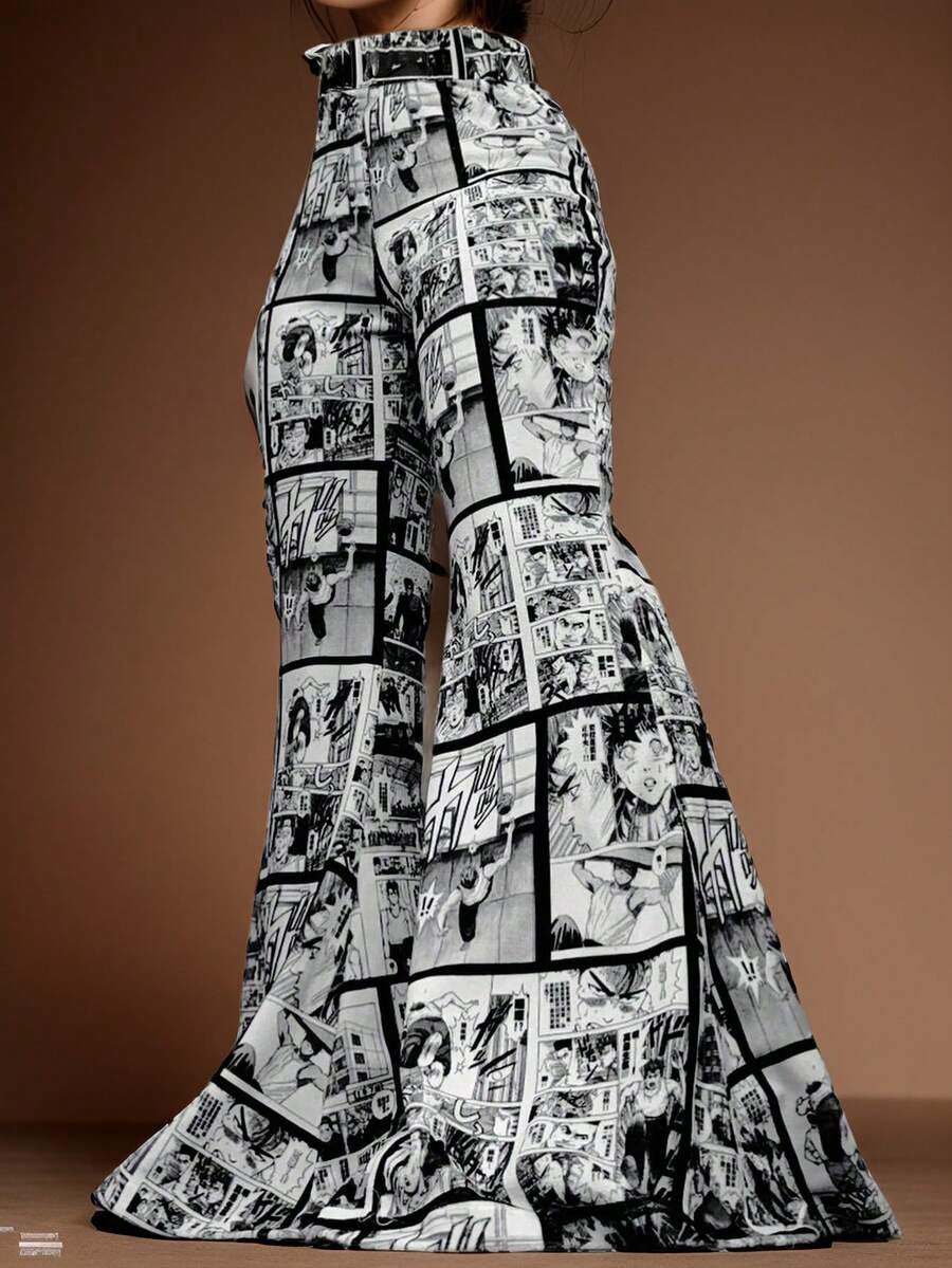 Spring And Summer Fashion Street Photography Women's Clothing Comic Patterns Casual Random Printing Women's Pants - 彩色 - 查看 1