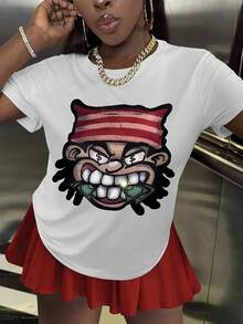 Stylish Printed T-Shirt - Versatile, Easy To Maintain And Comfortable, Women's Casual All Season T-Shirt - A-3 - 查看 7