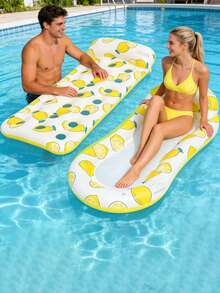 1pc Inflatable Lemon Floating Lounger, Fruit Style, Lemon Element, Water Floating Lounger Suitable For Water Entertainment, Beach Pool Party, Summer Beach, Inflatable Float, Requires Separate Purchase Of Air Pump - Lemon - View 2