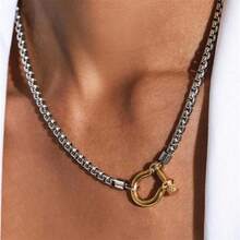 1pc Women's Fashionable Horseshoe Clasp Necklace, Versatile Casual Personalized Nautical Clasp Choker Necklace - Buckle Necklace - View 8