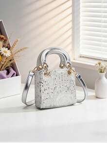1pc Girls' New Fashion Lace Flower Sequin Elegant Handbag, High-End Shoulder Bag With Adjustable Strap, Available In Multiple Sizes For Mother-Daughter Matching, Suitable For Daily Use, Party, Travel, Ideal Gift - A - View 11
