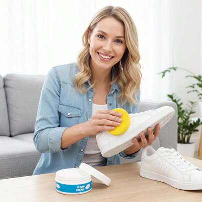 Multifunctionele reinigingspasta zonder naspoelen voor witte schoenen, geschikt voor leer, sneakers, zolen en voor het verwijderen van vlekken.