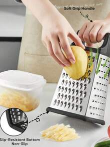 Multifunctional 4-Sided Stainless Steel Grater For Vegetables, Cheese, Ginger, Potatoes, Kitchen Utensils - Multicolor - View 4