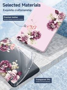 浅紫色玫瑰、芙蓉、樱花、百合图案平板电脑保护套，兼容苹果Air 11英寸M3（2025款）/M2（2024款）、Air第五代（2022款）、（A16）11英寸第十一代（2025款），兼容三星Galaxy Tab平板电脑，Kindle Paperwhite第十二代（2024款）。透明背壳，时尚图案保护套，具备自动休眠/唤醒功能，气囊保护，适合作为礼物和办公用品。 - 彩色 - 查看 10