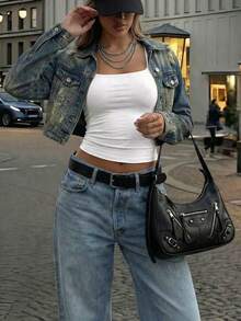 White Square Neck Fitted Camisole, Comfortable Basic Style, Versatile Sleeveless Top For Commuting, Layering, Valentine's Day, Vacation, Summer, Spring Outfits For Women - White - View 4