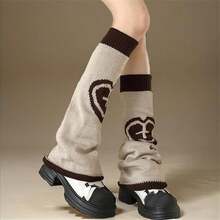 Goth Leg Warmers Women Cute Y2k Harajuku Punk Rave Emo Grunge Winter - BeigeandBrown15 - View 3