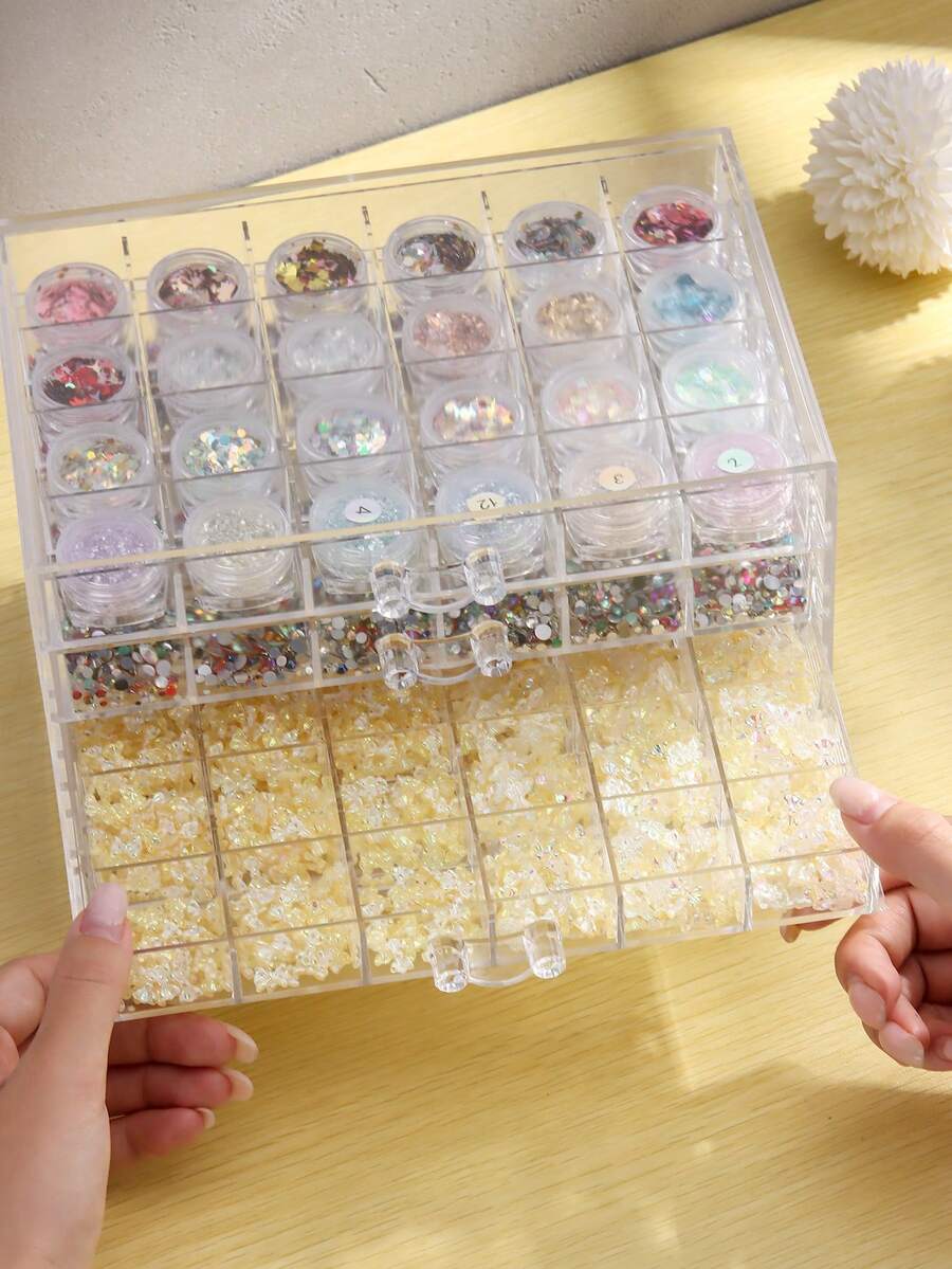 5层120格珠宝收纳盒，大容量桌面收纳 - 無色 - 查看 1