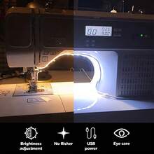 30厘米缝纫LED灯条，USB接口，触摸开关控制。两种模式：暖光/白光。适用于缝纫机辅助照明、DIY手工制作或镜前装饰照明。 - Sewing Machine Light Strip - 查看 3