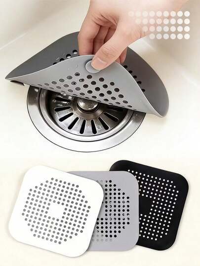 1/2/3pcs Silicone Hair Catcher And Drain Stopper, Prevent Clogging And Odor, Household Essential, Suitable For Holidays