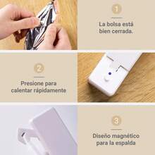 1/2 pieza Selladora de impulso mini, máquina de sellado manual recargable por USB, 2 en 1 abridor y sellador de bolsas, para bolsas de plástico, bolsas de aperitivos, empaquetado hermético y conservación de alimentos, esencial para picnic y viajes al aire libre - Gris 2 piezas - Ver 3