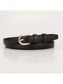 1/3 Solid Color Casual PU Leather Belt, Slim Fit Design, Suitable For Women, All Seasons, Summer, Autumn, Autumn, Halloween Polyurethane(PU) - 駝色 - 查看 5