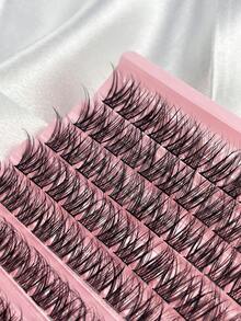 120 Clusters DIY Eyelashes Extension Fluffy Segmented Grafting False Eyelashes Natural Cluster Eyelash Extension Dramatic Eye Enhancement DIY At Home - Black - View 2