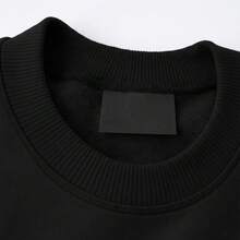 Men's Crew Neck Fleece Sweatshirt, Thick Winter Coat, Cotton - 黑色 - 查看 6