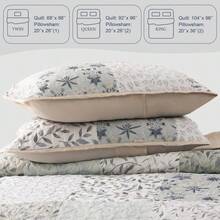 Reversible Boho Quilts King Size, Gray Bedspreads Lightweight Coverlet All Season Patchwork Quilt Bedding Set With Printed Floral Pattern 1 Quilt, 2 Pillow Shams - PatchworkLightgreyKi - View 1
