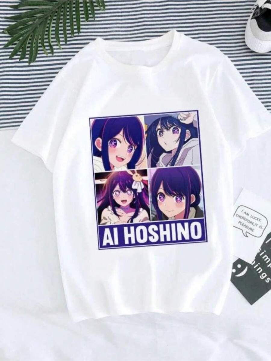 Women T-Shirt Manga Anime Oshi No Ko Harajuku Ullzang T Shirt Female Ai Ruby Akane Aquamarine Hoshino Clothes Tops - trắng - Xem 1