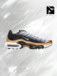Nike Air Max Plus Premium Footlocker 50th Anniversary– Men's Lifestyle Sneakers – Shoes For Man-Vintage-Spring & Summer-Inspired Running Shoes, Shock-Absorbing Comfort, Gym To Streetwear Casual Wear-Mother's Day Gifts-Father's Day Gift–HM0352 100 - White/Metallic Gold/Black - 查看 2