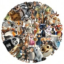 50pcs Cartoon Animals Stickers - Graffiti Decoration For DIY Scrapbook Materials - Aesthetic Stickers Pack For Water Bottle, Car, Cup, Computer, Guitar, Bike, Motorcycle, Skateboard, Helmet, Luggage - 1 Set - View 4