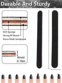 10pcs Double-Sided 100/180 Grit Black Nail File Sanding Blocks, Professional Nail Care Tools - White - View 4