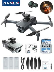 AXNEN 2026 升级版 X37 无刷无人机，配备可调节高清摄像头、WiFi FPV 视频传输遥控器、LED 灯、光流悬停、360° 避障、低电压报警、无头模式、航点飞行 - 完美礼物。 - 彩色 - 查看 12