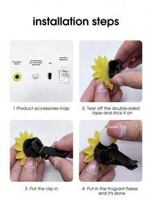 1 pieza Ambientador de coche con forma de girasol para la rejilla de ventilación (El tiempo de difusión del aroma varía en diferentes entornos) - A - Ver 3