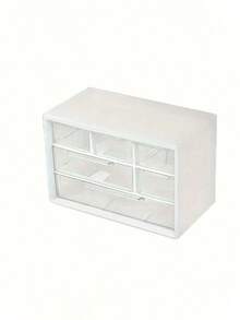 1pc Transparent Plastic Desktop Drawer Storage Box - Large Capacity Multipurpose Storage Container, Suitable For Office Supplies, Cosmetics And Bathroom Items, Lightweight Design For Home Or Office Desktop Organization - Multicolor - View 6