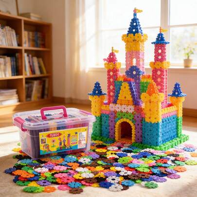 Snowflake 3cm Building Block Set (50pcs, 100pcs, 200pcs, 300pcs), Creative Building Block Set With Free Drawings, Christmas Gifts, Santa Claus Christmas Tree Pendants, Home Decoration, Office Decorations, Valentine's Day, Birthday, Mother's Day Gifts, Christmas Gifts, Holiday Gifts