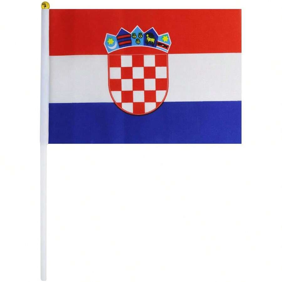 Mini Bandera Croacia Desfiles, MXHHN-001, 1Pza, Croacia, 14x21cm, Tela Poliéster, Asta Plástico. - Multicolor - Ver 1