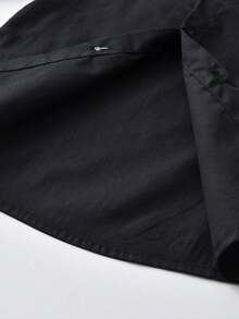 Young BoyWhite Long Sleeve Button-Front Collared Shirt, Gentleman's Academic Style Versatile For Daily Wear And Occasions - Black - View 4