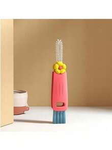 Cleaning Brush Set: Cup Brush, Bottle Brush, Glass Brush, Brush, Replaceable Brush Heads, Deep Cleaning Tool; 3-In-1 Flower & Crocodile Lid Brush, Multi-Functional Crevice Cleaning Brush, Stainless Steel Cup & Straw Cleaning Brush, Long Handle Brush, Small Brush - One Size - View 9