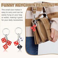 PATIKIL Lucky Dice Keychain Charm, Resin 3D Cube Square Mini Dice Keyrings With 3 Pendants For Bag - Hồng - Xem 5