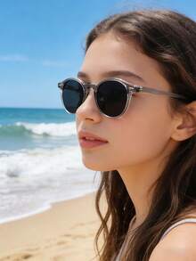 1 par de nuevas gafas retro - Gafas con montura cuadrada y redonda de alta gama a la moda y ajustadas, adecuadas para niñas y niños - Multicolor - Ver 2